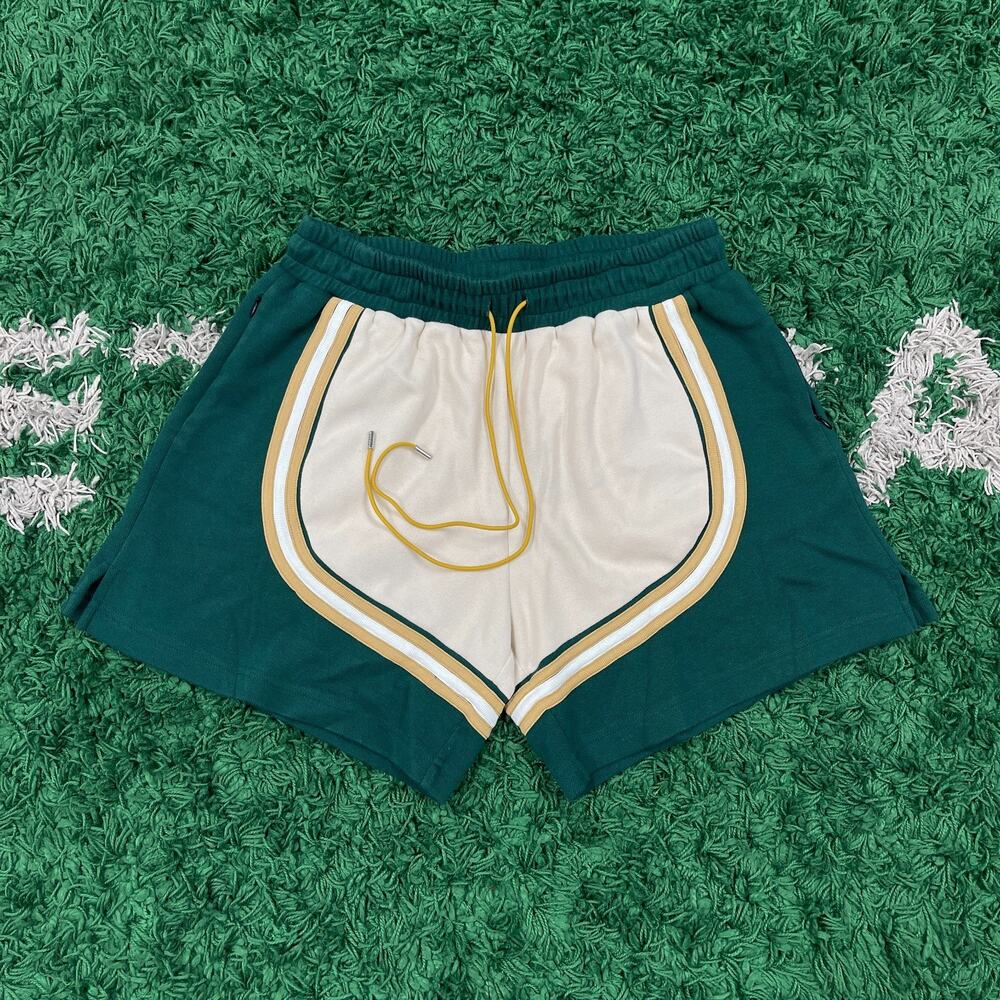 Rhude Crest Veille Track Shorts Size XL Green Yellow White Streetwear B11